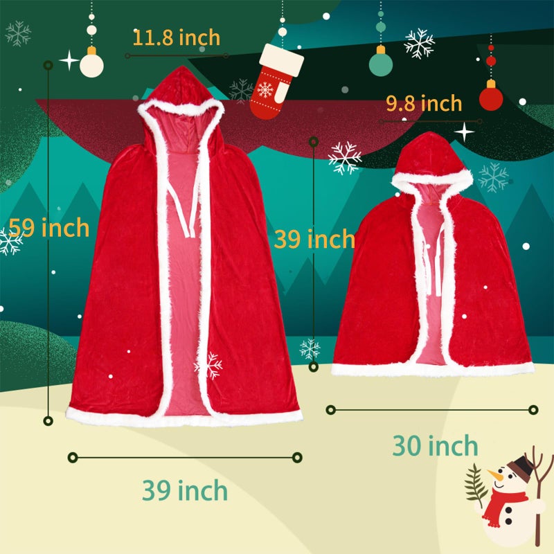 UDYR Women Santa Cloak Mrs Claus Costume Cape Hooded Robe, Christmas Cosplay Costume for Girl, Women(Red Adult) - Image 5